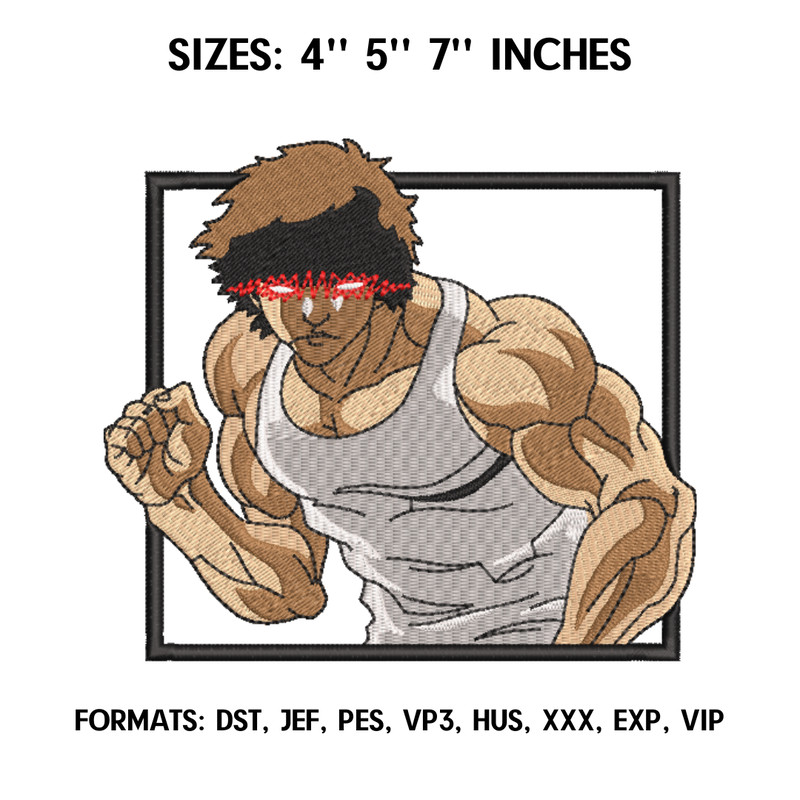 Hanma Baki Embroidery Design File, Baki Hanma Anime Embroidery Design, Machine Embroidery Dst. Nike Baki The Grappler 1.png