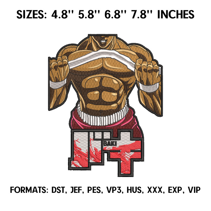 Hanma Baki Embroidery Design File, Baki Hanma Anime Embroidery Design, Machine Embroidery Dst. Nike Baki The Grappler 3.png