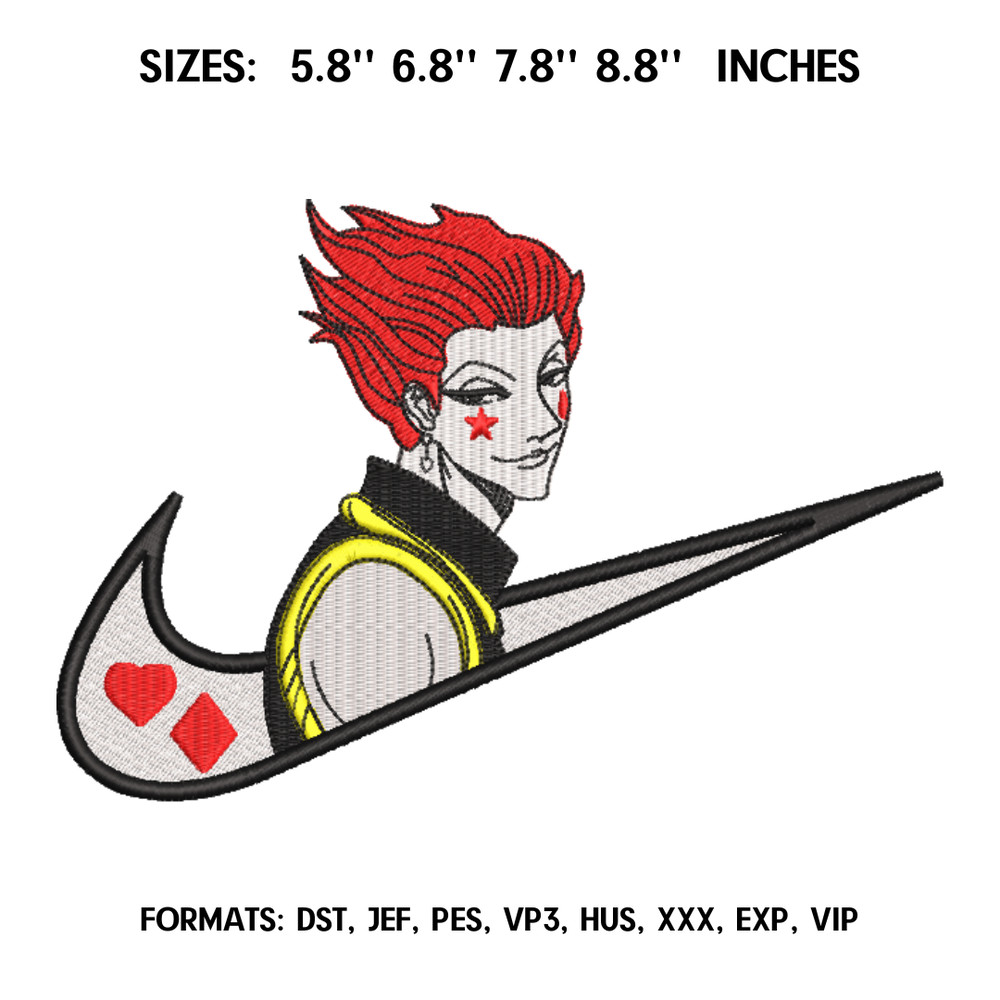 Hisoka Embroidery Design File, Hunter x Hunter Anime Embroidery Design, Anime Pes Design Brother, Nike Hisoka Morow 2.png