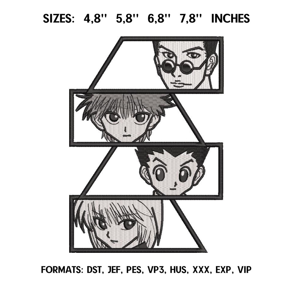 Hunter x Hunter Embroidery design file pes. Killua embroidery design. Machine embroidery, Anime embroidery design.png
