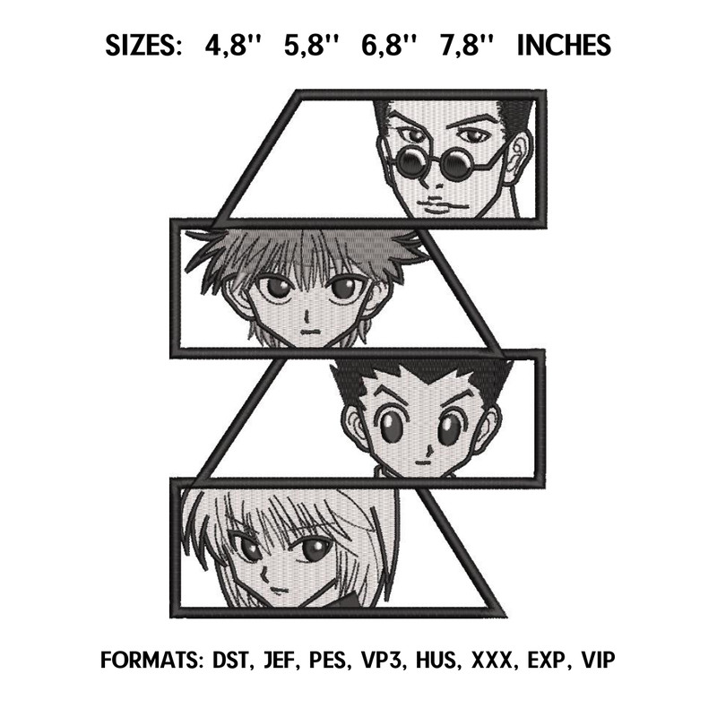 Hunter x Hunter Embroidery design file pes. Killua embroidery design. Machine embroidery, Anime embroidery design.png