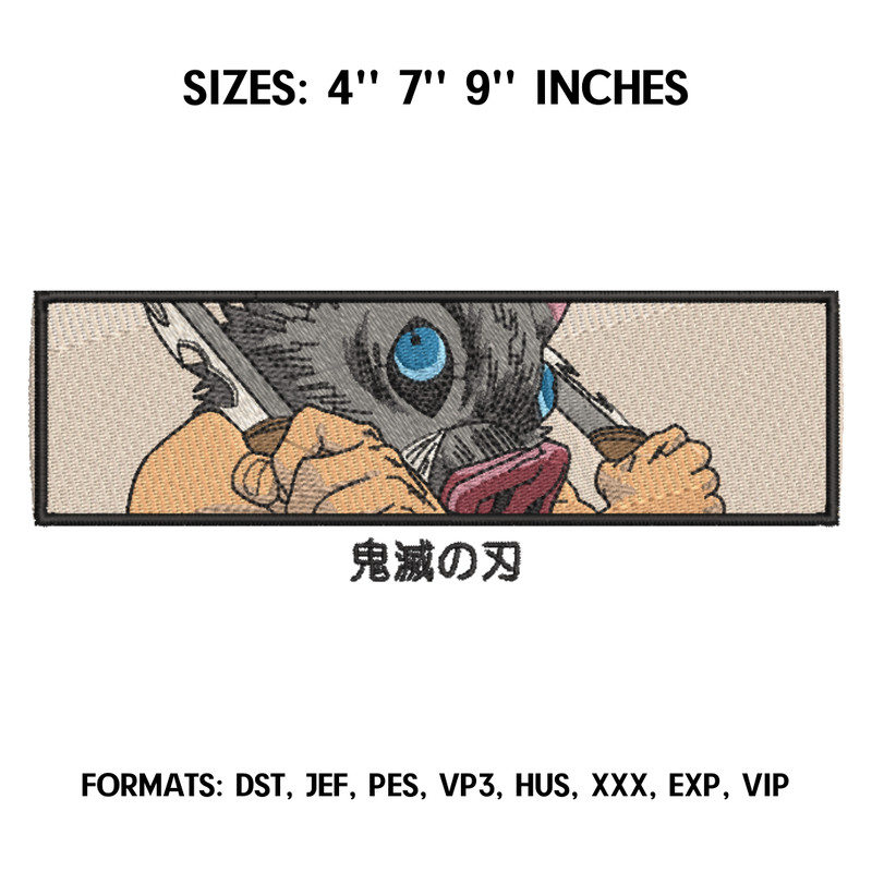 Inosuke Hashibira Embroidery Design File, Kimetsu no yaiba Anime Machine Embroidery Design, Demon Slayer Embroidery.png