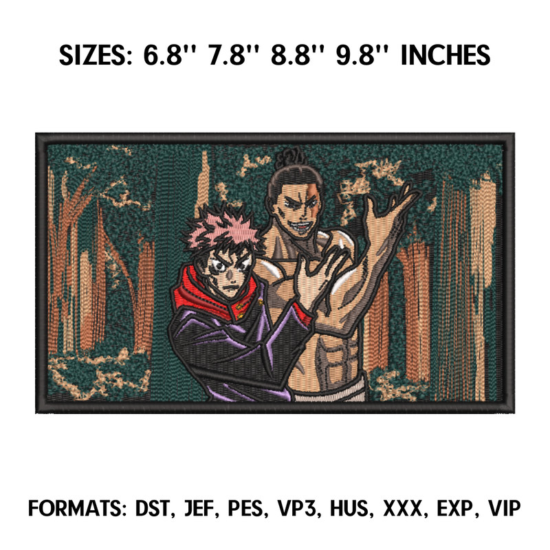 Itadori and Todo Embroidery Design File, Jujutsu Kaisen Anime Embroidery Design, Besto friend embroidery design Brother.png