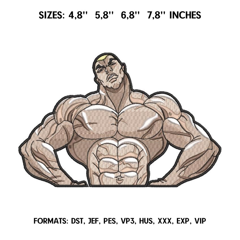 Jack Hanma Embroidery Design File  Baki Hanma Anime Embroidery Design Baki Hanma Fighter embroidery design.png