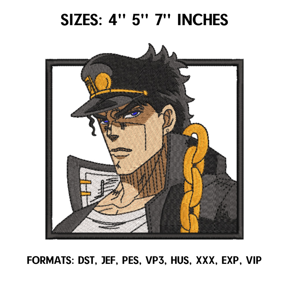 Jojo Adventure Embroidery Design File, JoJo's Bizarre Adventure Anime Embroidery Design, Anime Jojo Embroidery Design.png