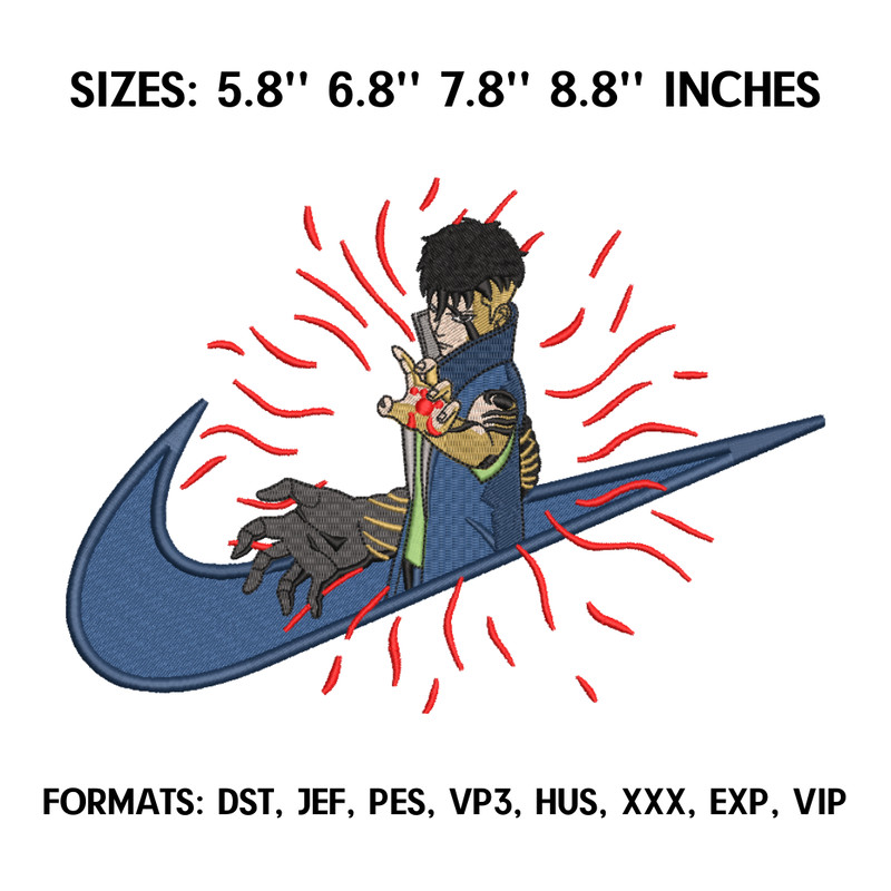 Kawaki Embroidery Design File, Naruto Anime Embroidery Design, Anime Pes Design Brother, Nike Kawaki Anime Design.png