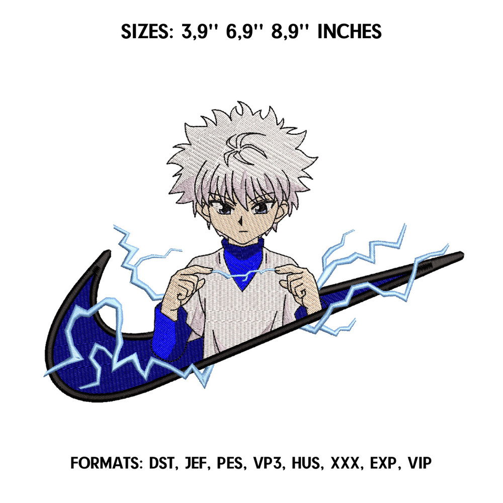 Killua Embroidery Design File Hunter x Hunter Anime Embroidery Design Machine  Design Pes Dst. Nike Killua Zoldyck 3.png