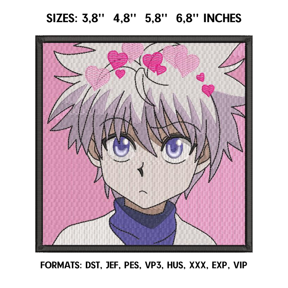 Killua Zoldyck Embroidery Design File Hunter x Hunter Anime Embroidery Design Machine embroidery pattern. Pes Dst 1.png