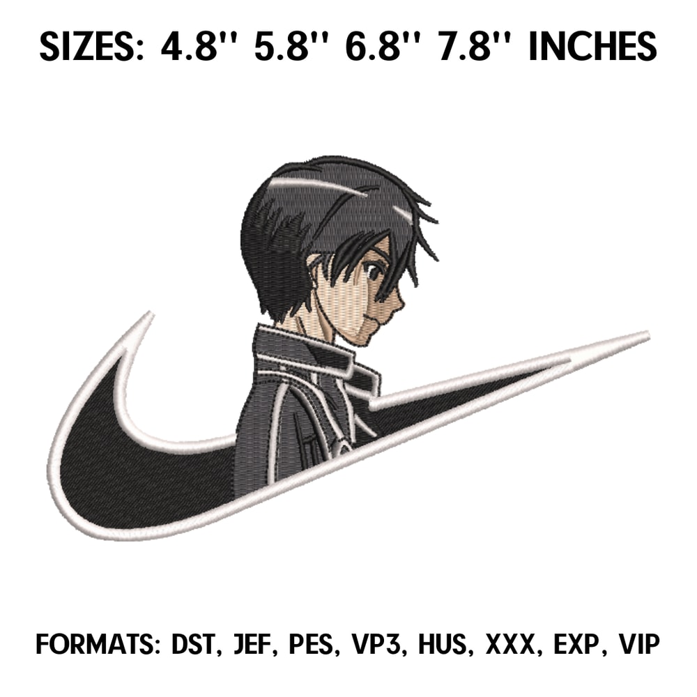 Kirito Embroidery Design File, Sword art online Anime Embroidery, Machine embroidery, Anime Design Pes Brother.png
