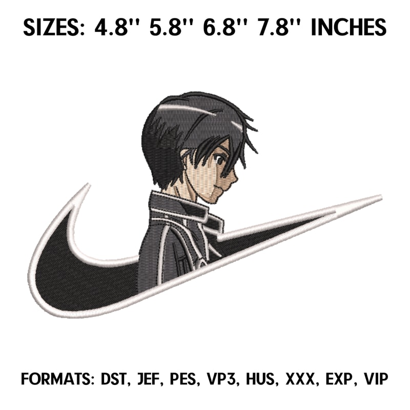 Kirito Embroidery Design File, Sword art online Anime Embroidery, Machine embroidery, Anime Design Pes Brother.png