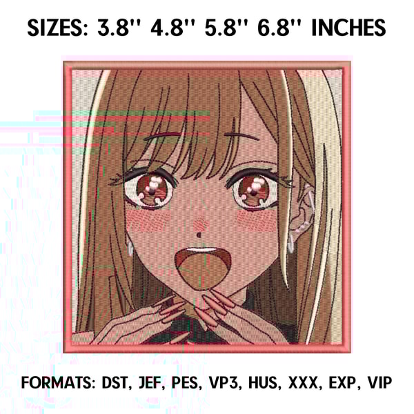 Kitagawa Marin Embroidery Design File, My Dress-Up Darling Anime Embroidery Design, Marin Anime Pes Design Brother.png