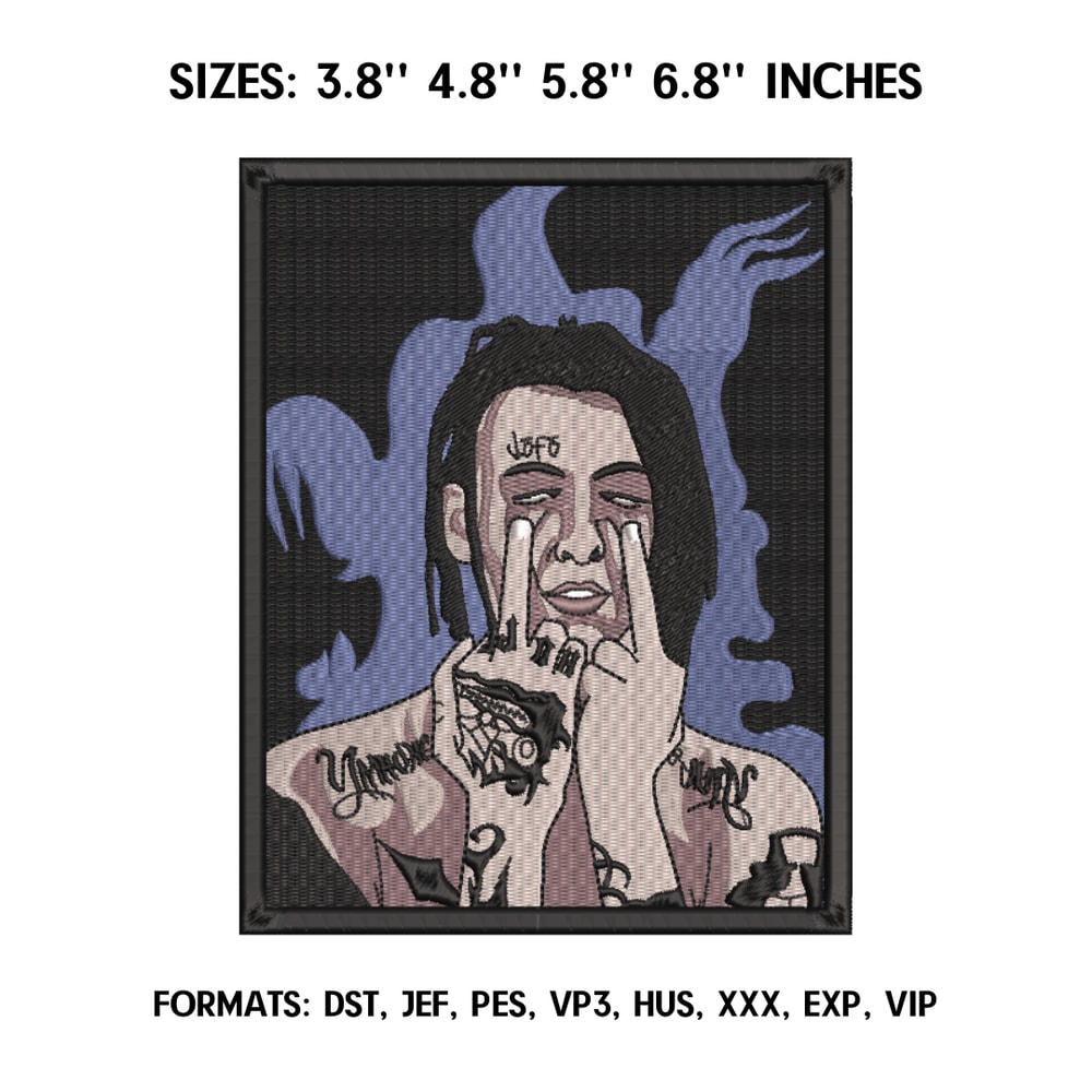 Kizaru Embroidery design file pes, Russian Rap embroidery design, Machine embroidery design, Music Pes Design.png