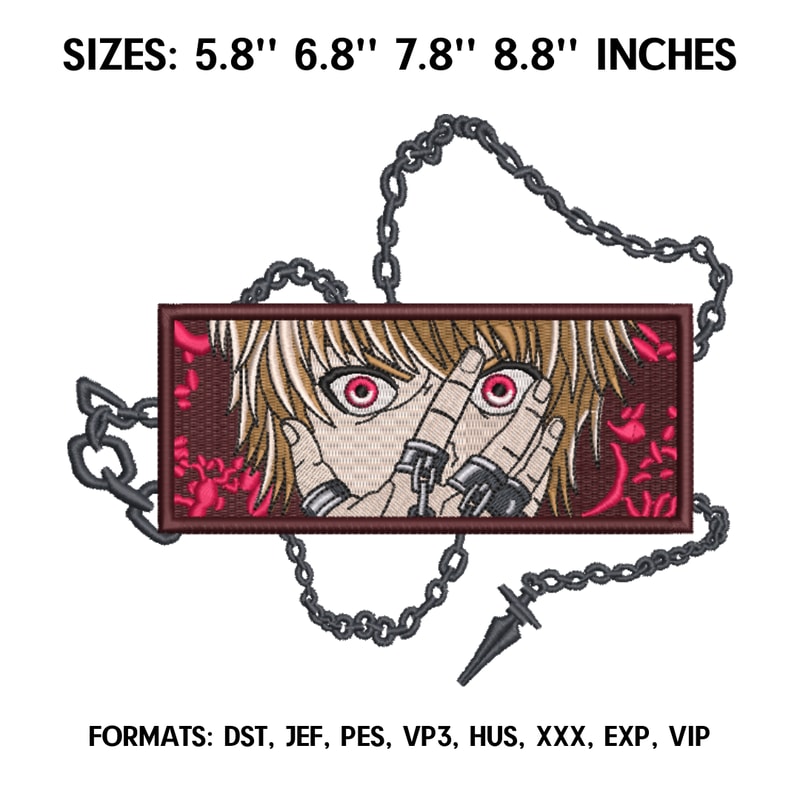 Kurapika Embroidery Design File, Hunter x Hunter Anime Embroidery Design, Anime Pes Design. Kurapika chains 1.png