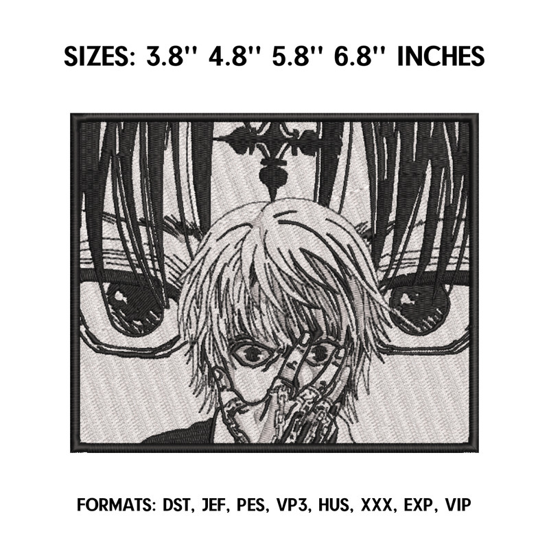 Kurapika Embroidery Design File, Hunter x Hunter Anime Embroidery Design, Anime Pes Design. Kurapika chains.png