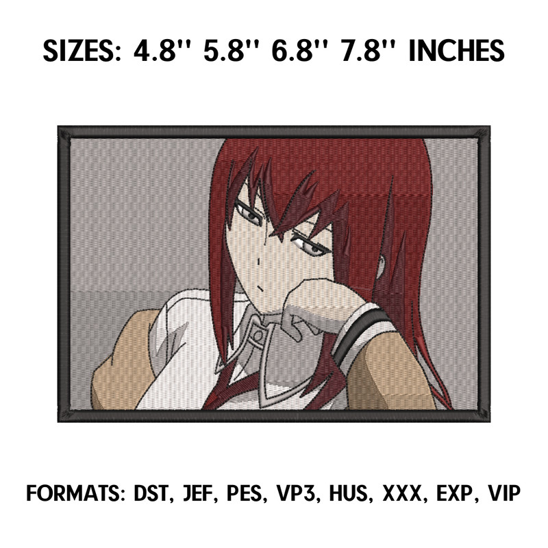 Kurisu Makise Embroidery Design File, Steins Gate Anime Embroidery Design, Machine embroidery, Anime Pes Design Brother.png