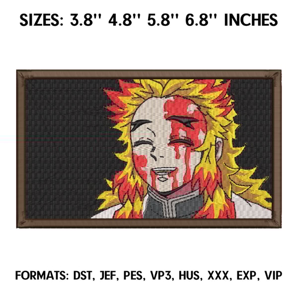 Kyojuro Rengoku Embroidery Design File, Kimetsu no yaiba Ani - Inspire ...
