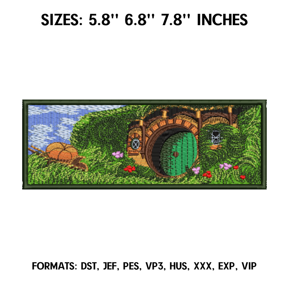 Magic door with flowers Embroidery Design File, Hobbit Embroidery Design, Nature embroidery design.png