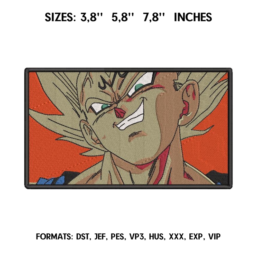 Majin Vegeta Embroidery Design File Dragon Ball Anime Embroidery Design Goku,Vegeta Machine Embroidery Design Pes Dst.png