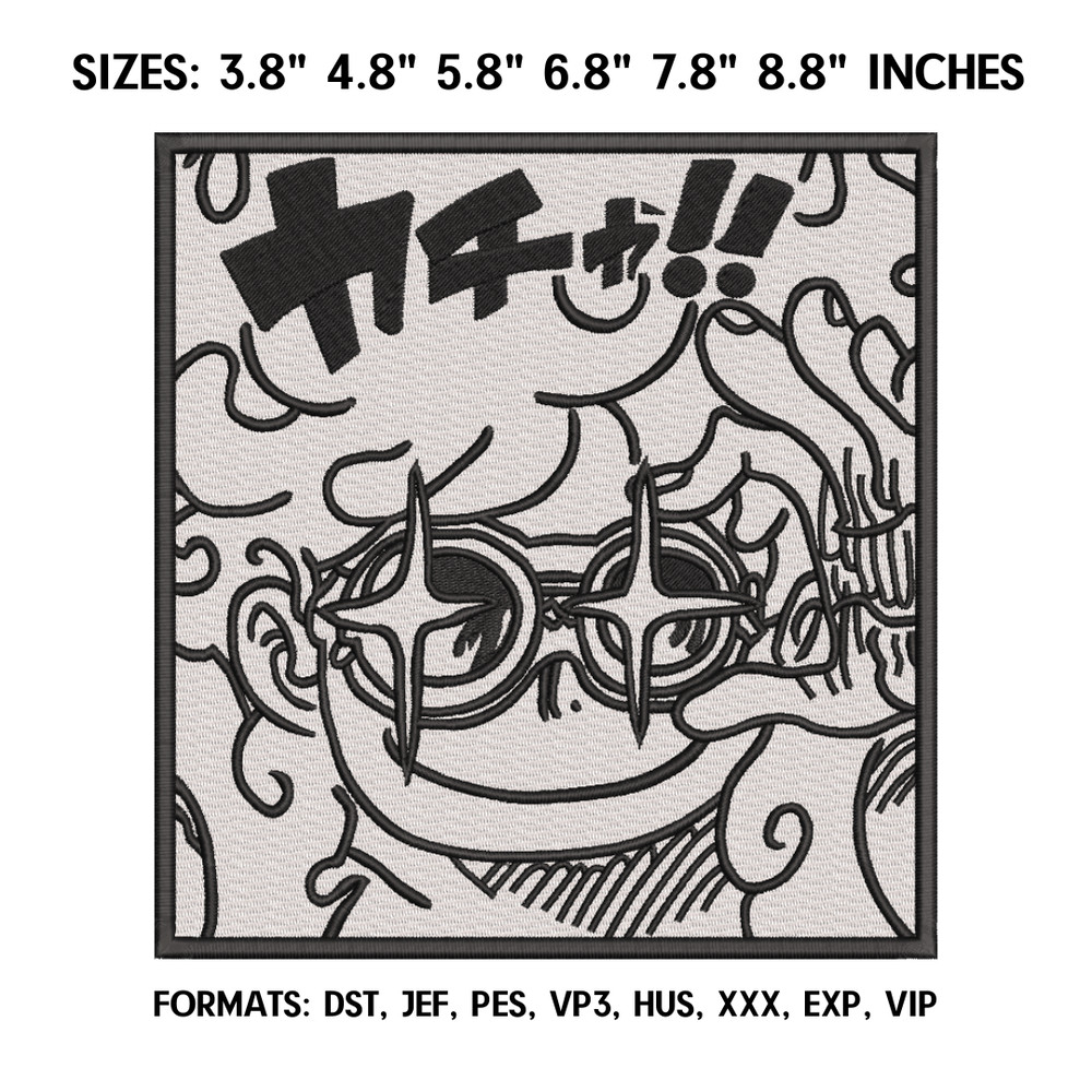 Monkey D Luffy Embroidery Design File, One Piece Anime Embroidery Design, Machine embroidery pattern. Pes Dst format 2.png