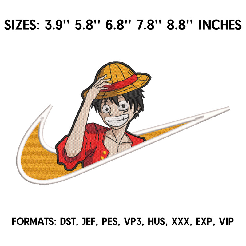 Monkey D Luffy Embroidery Design File, One Piece Anime Embroidery Design, Machine embroidery. Nike Embroidery Pes File.png