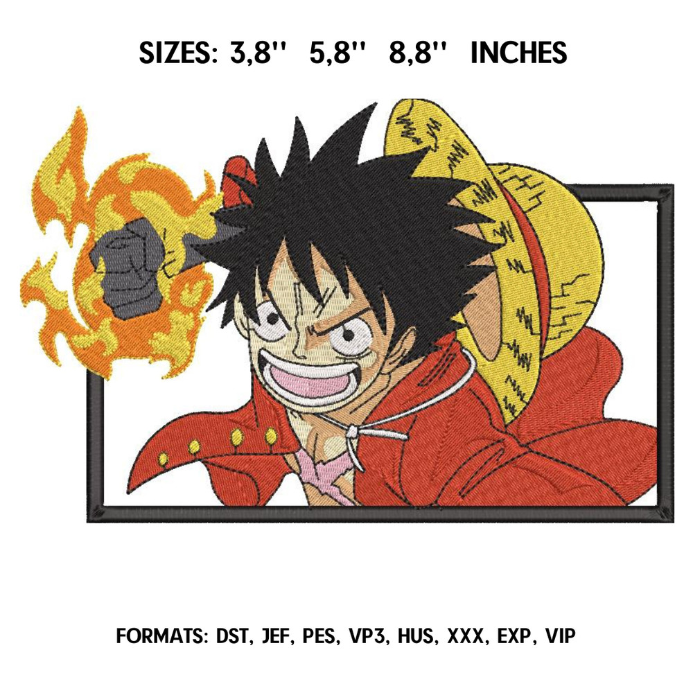 Monkey D Luffy Embroidery Design FileAnime Embroidery Design Anime design Embroidery Pattern Design Pes Dst Format 1.png