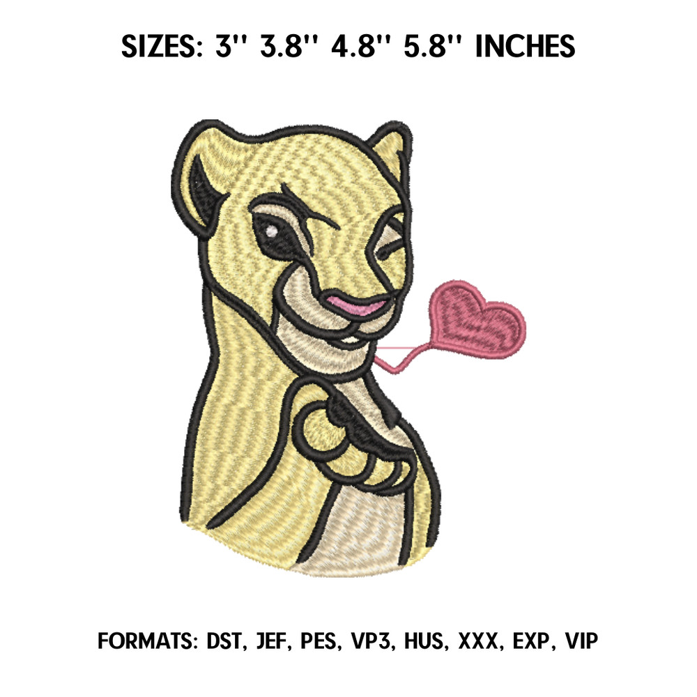 Nala Kiss Embroidery Design File, The Leon King Anime Embroidery Design, Machine embroidery pattern..png