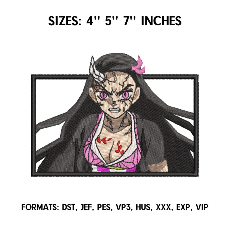Nezuko Embroidery Design File, Kimetsu no yaiba Anime Embroidery Design, Demon Slayer Embroidery, Anime Pes Design File.png