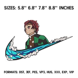 nike and tanjiro kamado embroidery designkimetsu no yaiba anime embroidery design demon slayer embroidery design