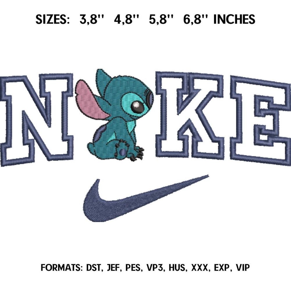 Nike Blue Stitch Embroidery design file pes. Lilo and Stitch embroidery design. Logo Nike embroidery, Anime Pes Design.jpg