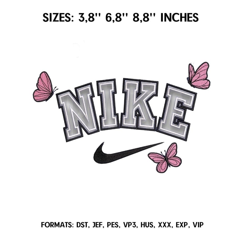 Nike Butterfly Embroidery design file pes. Anime embroidery design. Machine embroidery pattern, Nike Logo embroidery.jpg