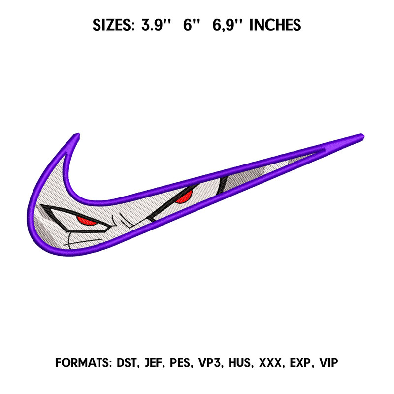 Nike Frieza Embroidery design file pes. Anime Dragon Ball embroidery design. Machine embroidery, Swoosh embroidery.png