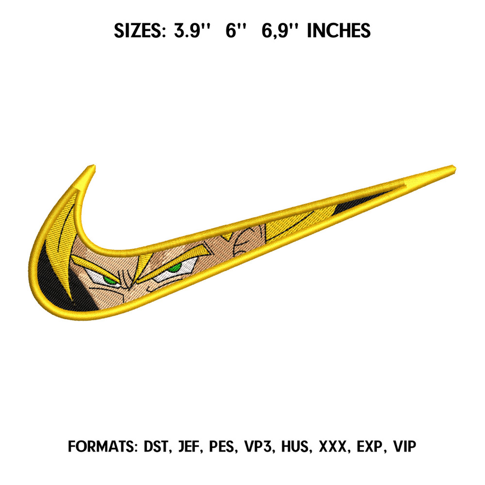 Nike Goku SS Embroidery design file pes. Anime Dragon Ball embroidery design. Machine embroidery, Swoosh embroidery.png