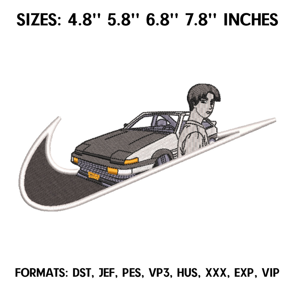 Nike Initial D Embroidery Design File, Initial D Anime Embroidery Design, Initial D Anime Pes Design Brother.png