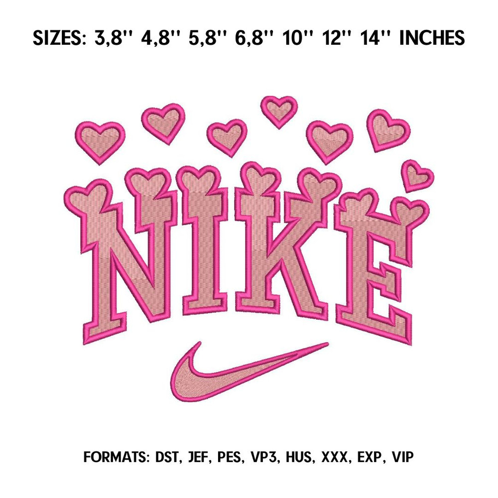 Nike Love Embroidery design file pes. Swoosh hearts embroidery design. Machine embroidery pattern, Logo Nike embroidery.jpg