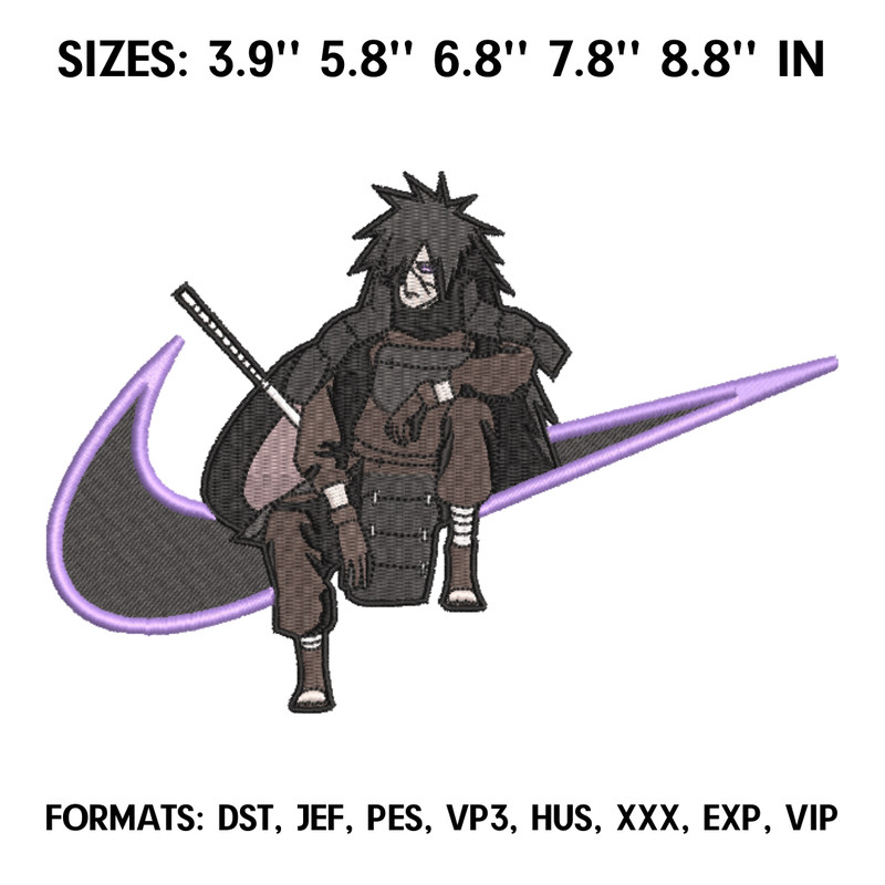 Nike Madara Embroidery design file pes. Anime Naruto embroidery design. Machine embroidery pattern, Swoosh embroidery.png