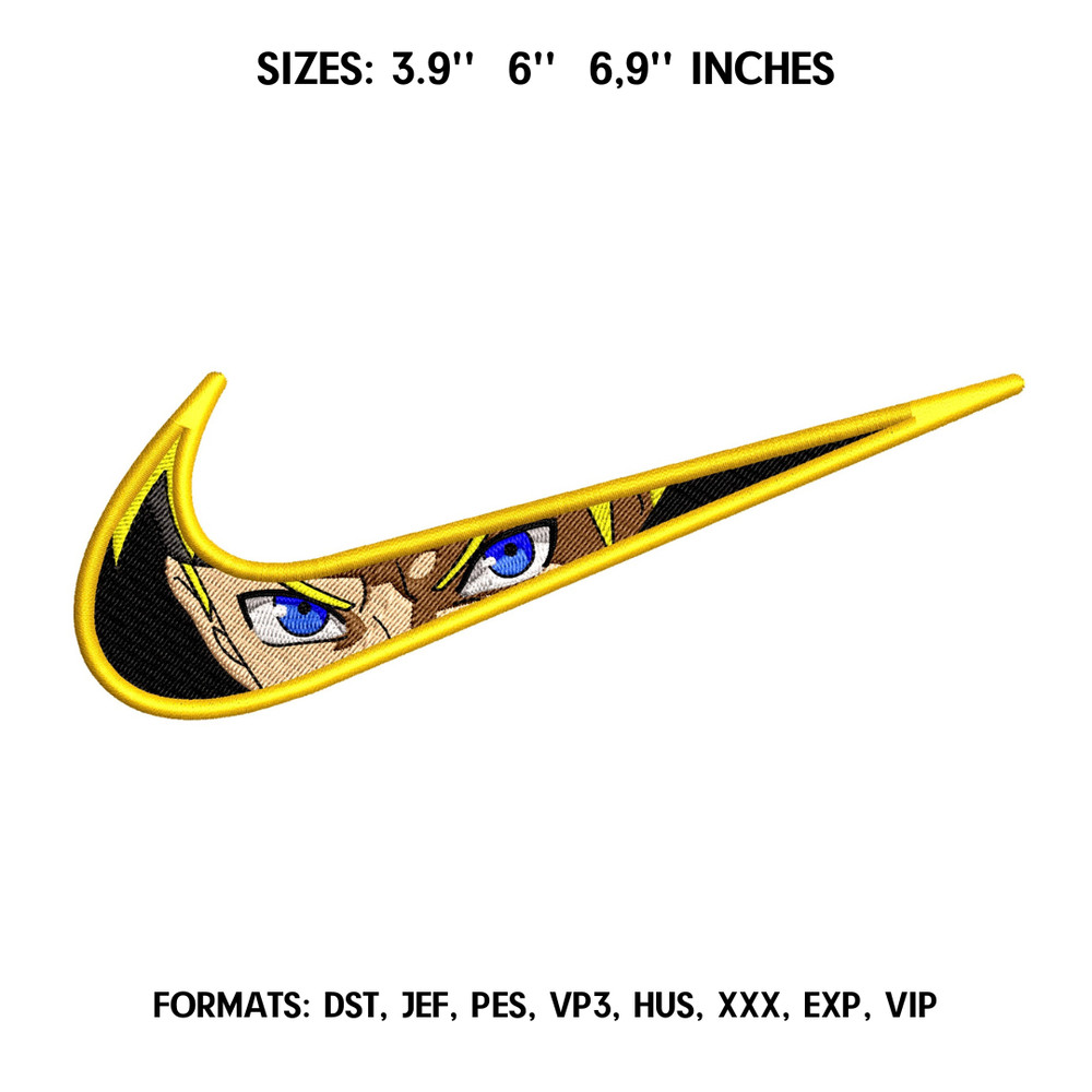 Nike Naruto Embroidery design file pes. Anime embroidery design. Machine embroidery pattern, Swoosh Naruto embroidery.png