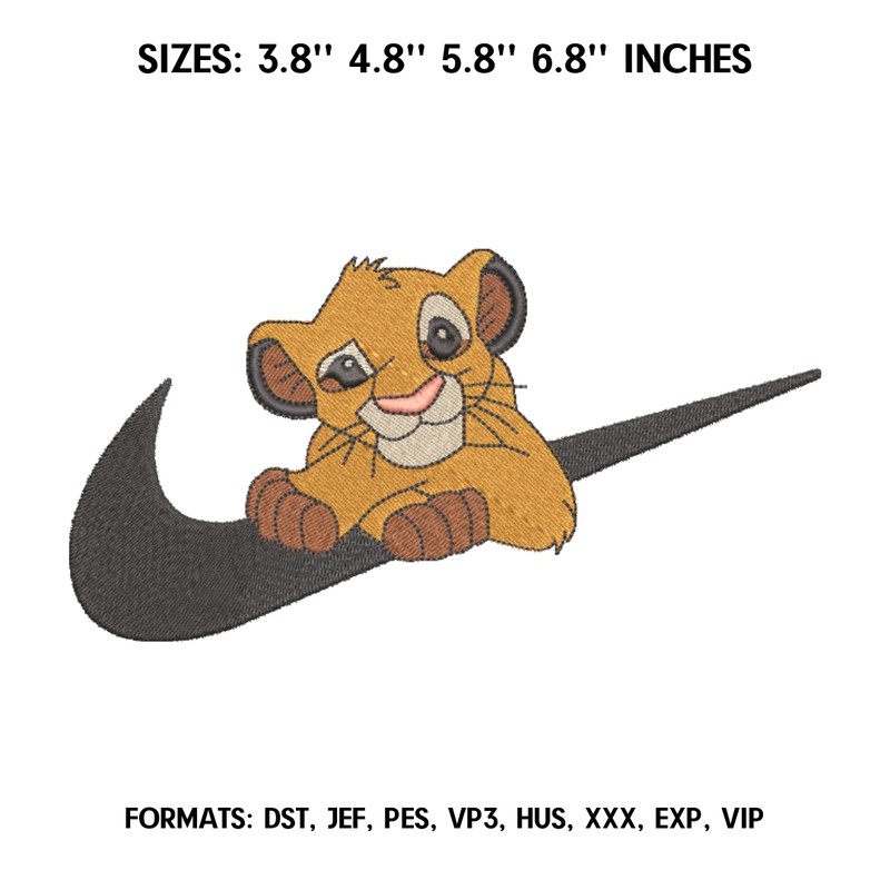 Nike Simba Embroidery Design File, The Leon King Embroidery Design, Machine embroidery pattern..png