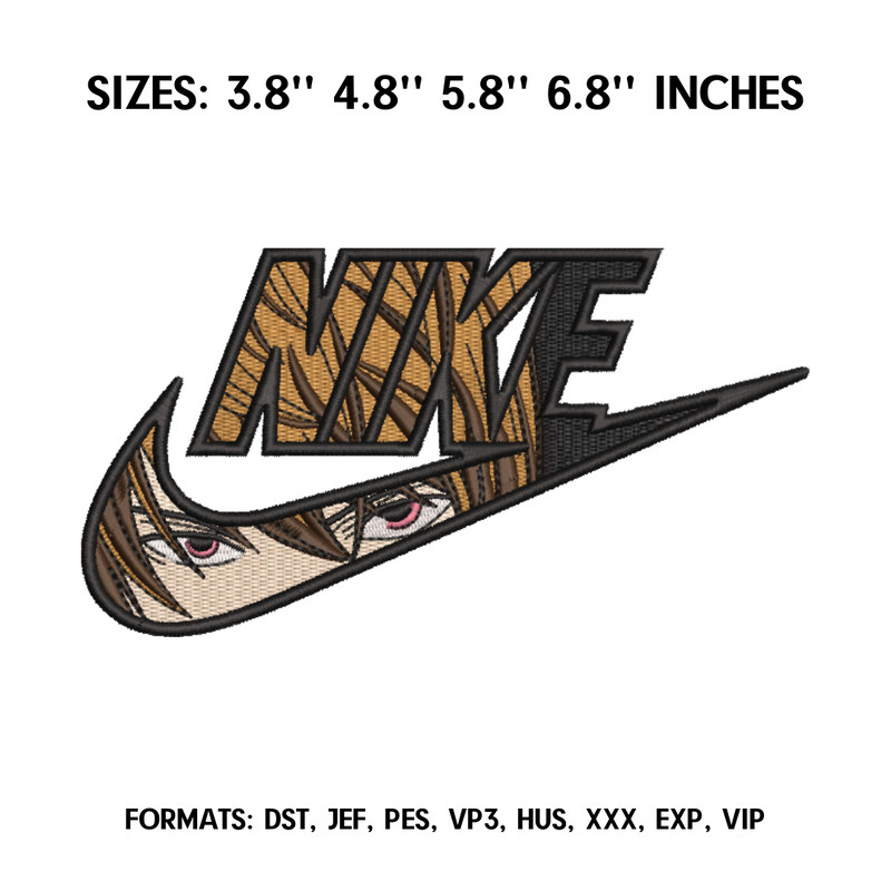 Nike Yagami Light Embroidery Design File, Death Note Anime Embroidery Design, Machine embroidery, Anime Design Pes.png