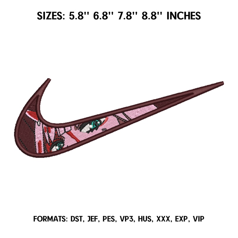 Nike Zero Two Embroidery Design File, Darling in the Franxx Anime Embroidery Design, Anime Pes Design, Machine Enbroider.png