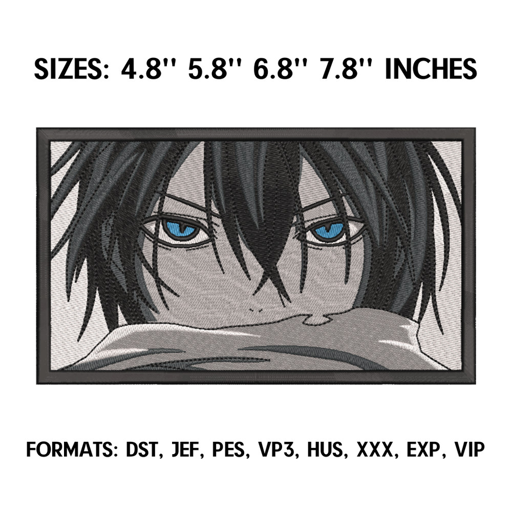 Noragami Yato Embroidery Design File, Noragami Anime Embroidery Design, Machine Embroidery, Anime Pes Design Brother.png