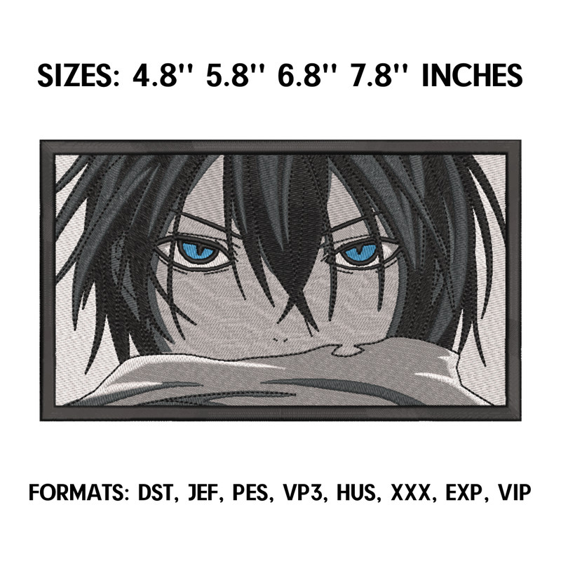 Noragami Yato Embroidery Design File, Noragami Anime Embroidery Design, Machine Embroidery, Anime Pes Design Brother.png