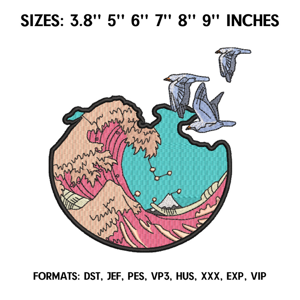 Ocean Embroidery Design, Machine embroidery file. Ghibli embroidery design.png