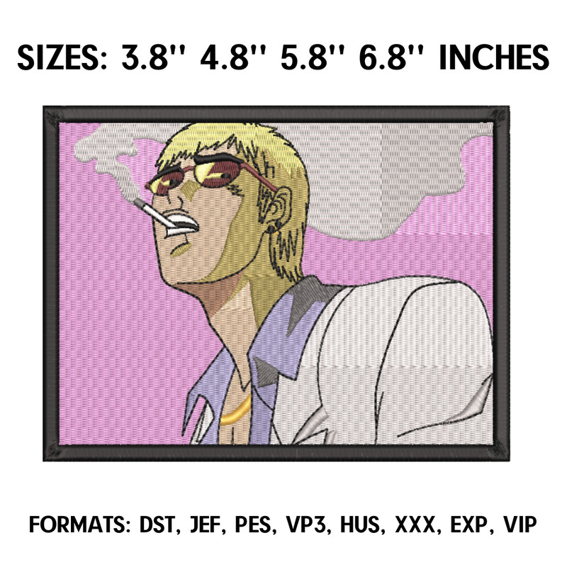 Onizuka Embroidery Design File,  GreatTeacher Onizuka Anime Embroidery Design, Machine embroidery, Anime Pes Design.png