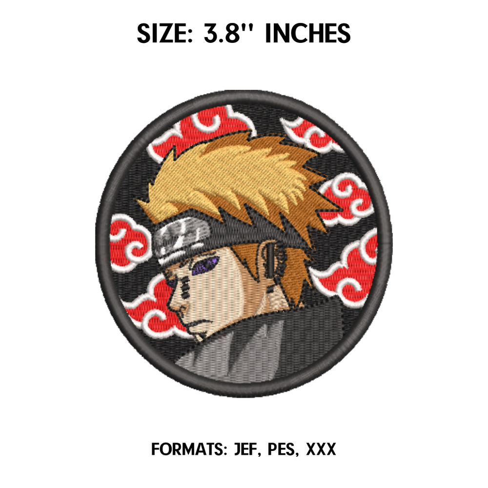 Pain Embroidery Design File, Naruto Anime Embroidery Design, Machine embroidery, Anime Pes Design Brother Yahiko Nagato.png