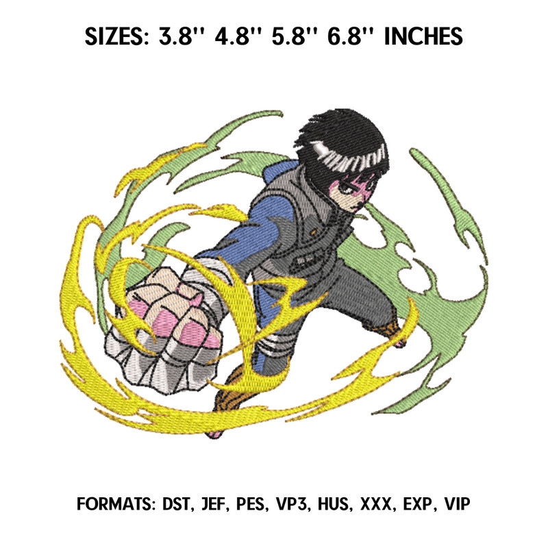 Rock Lee Embroidery Design File, Naruto Anime Embroidery Design, Machine embroidery pattern. 1.png