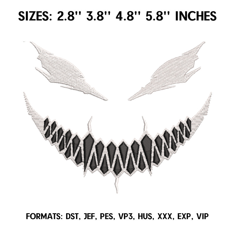 Scary Face Embroidery Design File, Machine Embroidery design, Anime Pes Design Brother, Instant Download.png