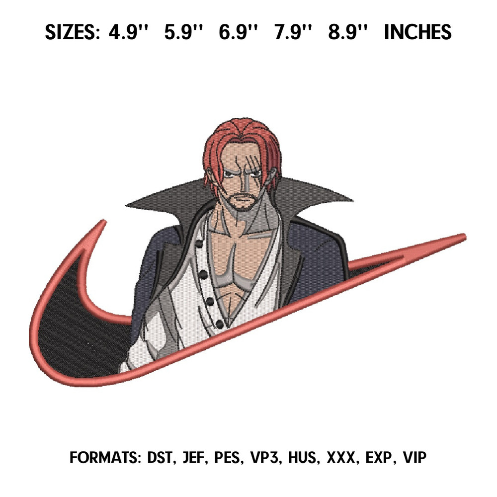Shanks Embroidery Design File One Piece Anime Embroidery Design Machine  Design Pes Dst. Swoosh Nike Shanks.png
