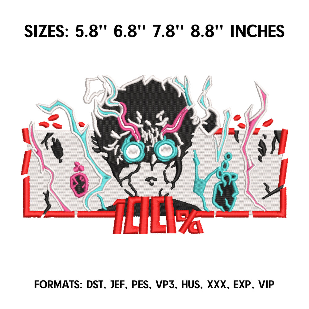 Shigeo Kageyama Embroidery Design File, Mob Psycho 100 Anime Embroidery Design, Machine embroidery, Anime Pes Design.png