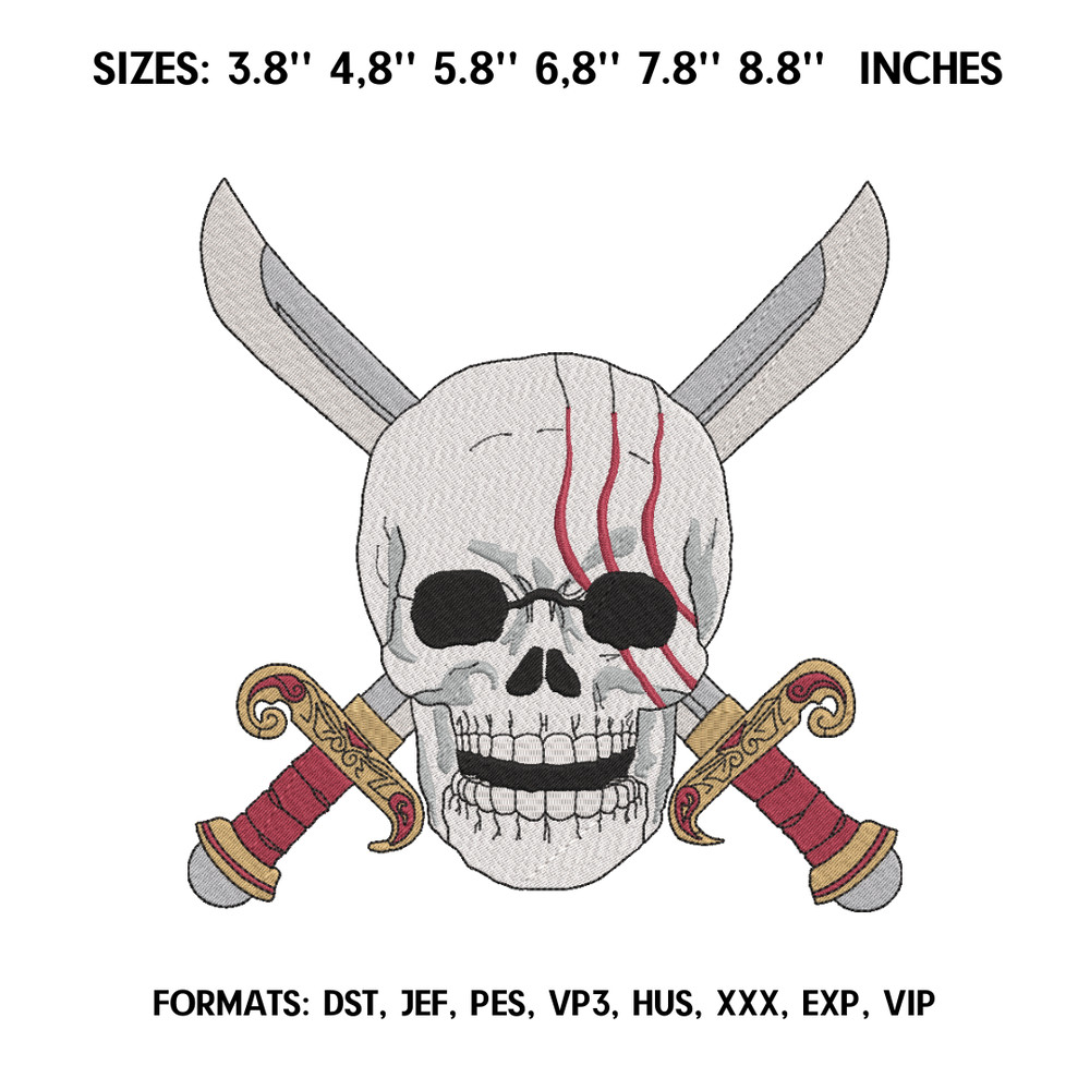 Skuul Shanks Embroidery Design File One Piece Anime Embroidery Design Machine  Design Pes Dst. Swoosh Skuul Shanks.png