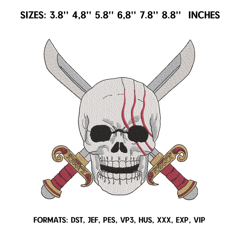 Skuul Shanks Embroidery Design File One Piece Anime Embroidery Design Machine  Design Pes Dst. Swoosh Skuul Shanks.png